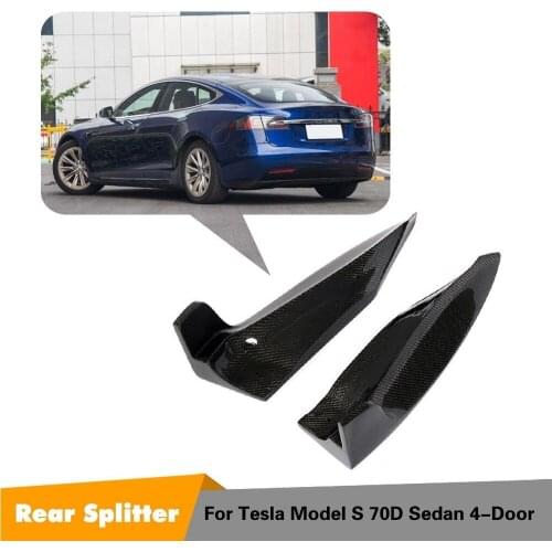 Carbon Fiber rear Bumper Lip Splitters for Tesla Model S 70D P85D 90D P100D Sedan 4 Door 2016-2017