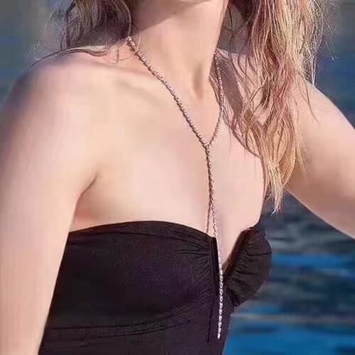 HIBRIDE Luxury European Style Long Necklace Women Jewelry Cubic Zircon White Gold Color Pendant Necklace Travel Gifts N-175