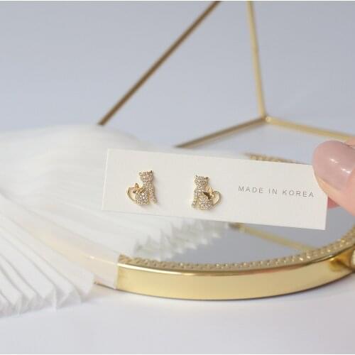 S925 Silver Needle Butterfly Exquisite Micro Inlaid Zircon Shiny Kitten Earrings Cute Romantic Surprise For Girlfriend Jewelry