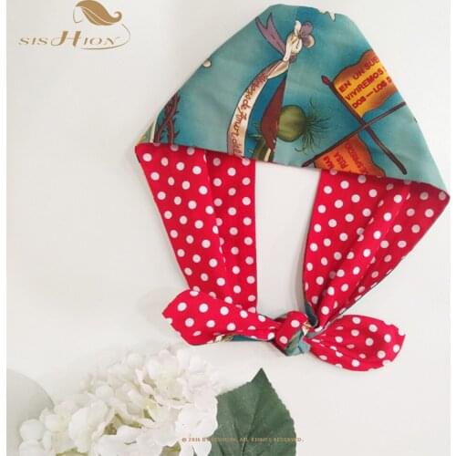 SISHION 50s Retro Polka Dots Floral Opaska VD1909 Vintage Hair Accessories Headband Scrunchies Haarband Hair Ties for Women