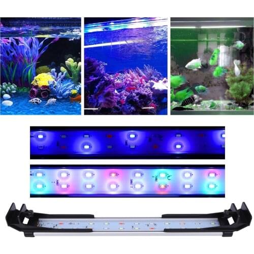 LED Aquarium Light 5 Colour Changing Extendable Bracket Fish Tank Lamps Timed Double Row Full Spectrum Plant Light Decoration