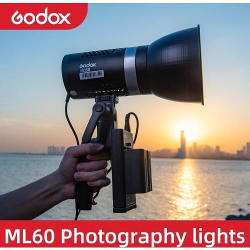 Godox ML60 60W LED Light Silent Mode Portable Brightness Adjustment Support Li-ion with AC Power Supply Outdoor LED Light