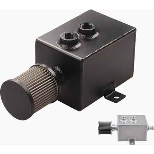 Racing 2L Universal Car Aluminum Oil Catch Tank Silver Black Fuel Tanks With Breather & Filter Drain Tap 2LT Baffled