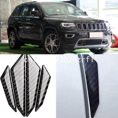 For Jeep Grand Cherokee Compass Cherokee Car Side Door Edge Guard Bumper Trim Protector 4pcs PVC carbon fiber Stickers