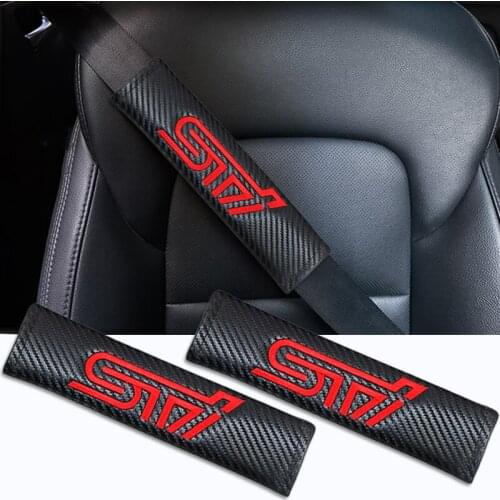 2PCS Car Seat Belt Cover Carbon Fiber Seat Belt Shoulder Guard For Subaru Forester Outback STI Emblem XV WRX BRZ Accessories