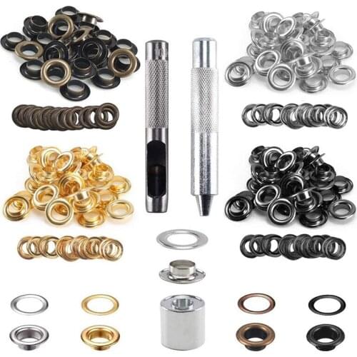 100 Sets 10mm Grommet Tool Kit Grommet Eyelets Kit and Install Tool Tarpaulin Repair Kit for Shoe Clothes Leather Crafts