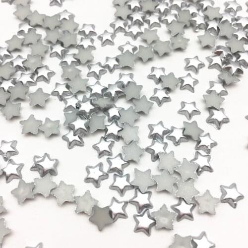 100pcs 6mm Tiny Star Silver Gold Pearls Flatbacks Embellishments DIY Nails Decorations Scrapbooking Christmas Crafts Cardmaking