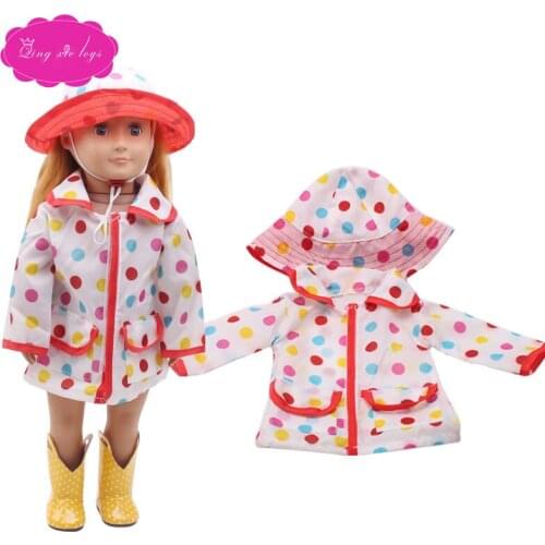 18 inch Girls doll clothes PU white wave point raincoats American newborn dress Baby toys fit 43-cm baby dolls c271
