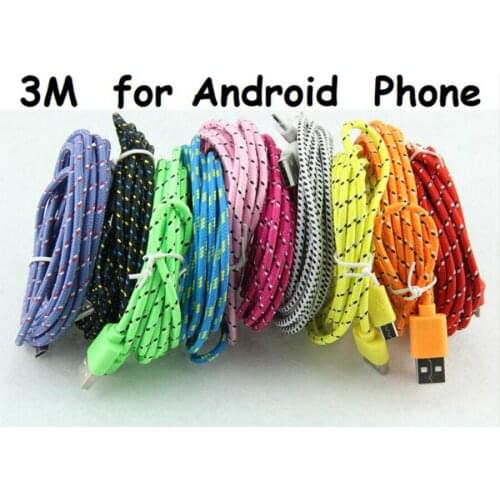 3M Fabric Nylon Braided Micro USB Charger Cable adapter cabo kabel for Samsung Galaxy Note Sony HTC Xiaomi for Nokia 300pcs/lot