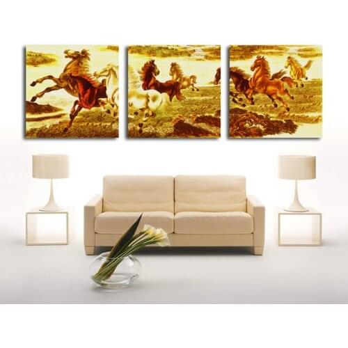 3 Piece Abstract Horses Modern Home Wall Decor Canvas Picture Art HD Print Painting Set of 3 Each Canvas Arts Unframe