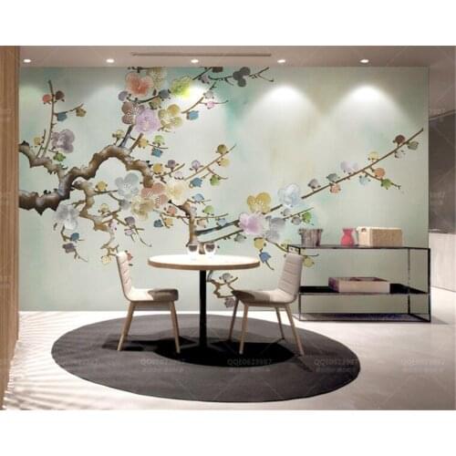 Beibehang Custom 3d wallpaper personality fashion Modern colorful ink plum TV Hotel bedroom interior decoration 3d wallpaper