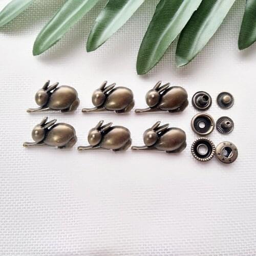 6sets Rabbit Zinc Alloy Snap Fastener Press Stud Sewing Leather Combined Button Craft For Clothes Garment DIY Decoration 29*18mm