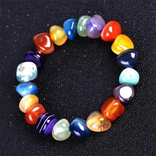 6pcs Natural Irregular agates bracelet with shape mixed color red and black fantasy Healing meditation for Jewelry Making Free