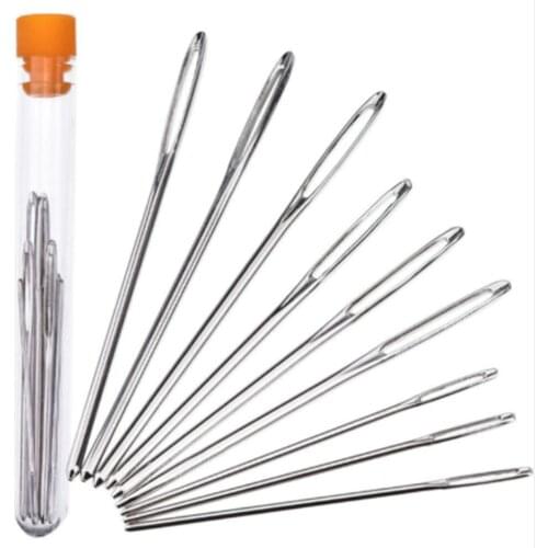 9 Pcs Stainless Steel Yarn Knitting Needles Sewing Needles Hand Knitting Thread Needles for DIY Crafting Projects