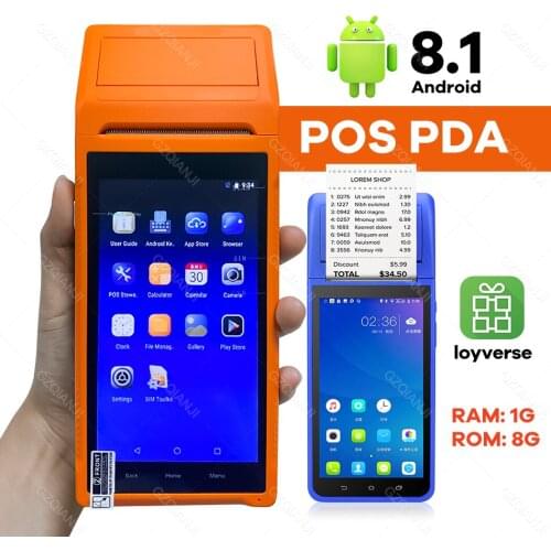 Android 8.1 POS PDA Android Terminal Handheld Portable with 58mm Thermal Printer Camera Reader Support SII e-Boleta Loyverse POS