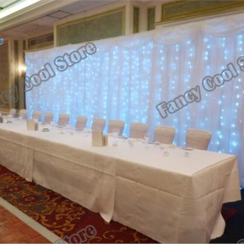 2017 white Wedding starlight Backdrop Curtain with swag with Led Light for Wedding trinkle venue backdrop Decoration