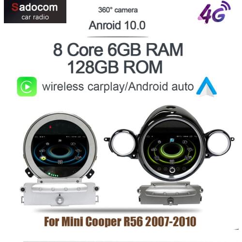Wireless Carplay DSP 4GB +64GB 7 " Blu-Ray Android 10.0 Car gps RDS Radio Player For BMW Mini Cooper R56 2007-2010 Sliver CD