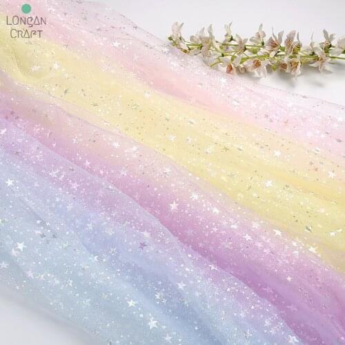 Glitter Star Printing Mesh Tulle Fabric for Girls Summer Dress Princess Dress Handmade DIY Clothing Decoration Fabric