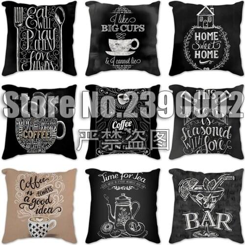 Chalk Art Christmas Day Cushion Cover Coffee Kitchen Soft Throw Pillows Cover Home Sofa Bedroom Black Decorative Pillow Case