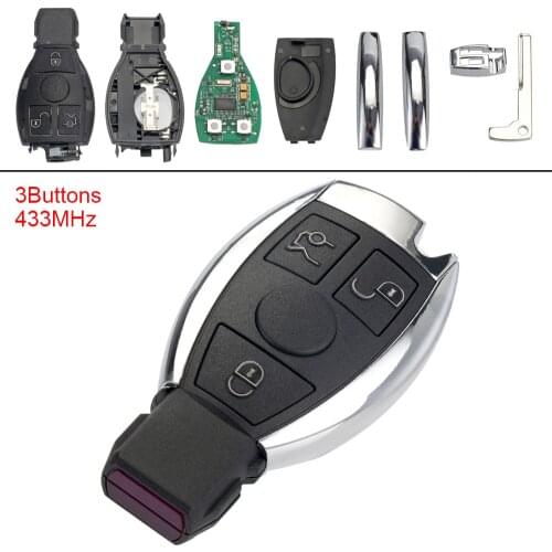 Black 433MHz 3 Buttons Keyless Uncut Flip Remote Key Fob no Battery Fit for Mercedes Benz year 2000+NEC / BGA Control