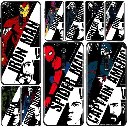 Avengers Marvel superhero For Xiaomi Redmi 9i 9T 9A 9C 9 8A 8 GO 7 7A S2 Y2 6 6A 5 5A 4X Prime Pro Plus Black Phone Case
