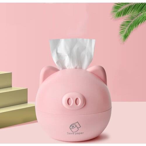 Home Pig design Tissue Boxes Desktop Napkin Holder Cute Cartoon Tissue Paper Storage Box Kitchen Living Room Organizer 16*17cm