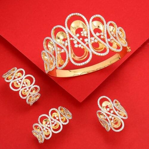 GODKI 44MM Famous Design Luxury PopularGeometry Flower Stud Earrings For Women Wedding Full Mirco CZ Cubic Zircon Trendy Jewelry