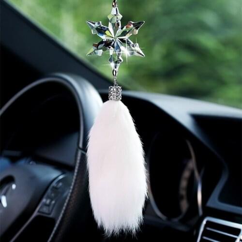 Crystal Snowflake Pendant In Car Rearview Mirror Auto Decor Car Hanging Accessory For Girls Christmas Gifts Luxury Car Pendants