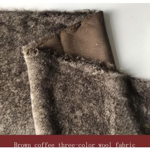 Artificial fur, brown coffee three-color fur, fashionable fur coat flannel fabric