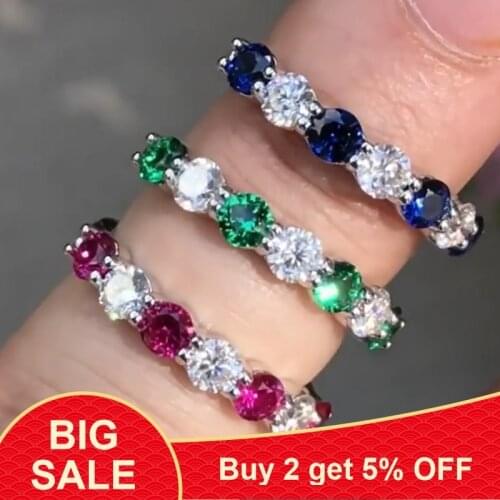 Office lady Round ring 925 Sterling silver Full AAAAA Cubic Zirconia Party wedding band Rings for women Bridal Fashion Jewelry