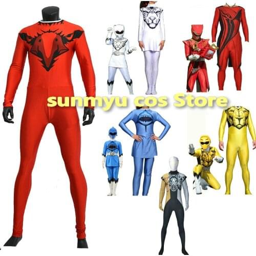 Doubutsu Sentai Zyuohger Red White Yellow Blue Bodysuits Cosplay Costume,Custom Size Halloween