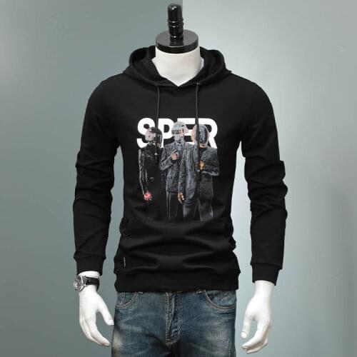 Harajuku Hoodie Men with Helmets Printed Cotton Hooded Tracksuit