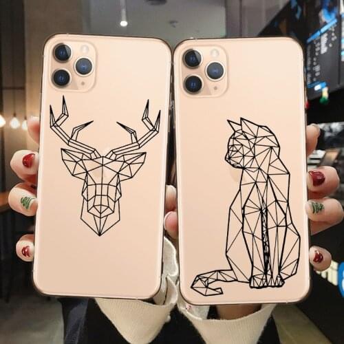 Soft Silicone Phone Case For iPhone 12 Mini XS Max XR X 7 8 Plus 6 6S Cartoon Deer Cat Couples Cover For iPhone 11 Pro MAX Shell