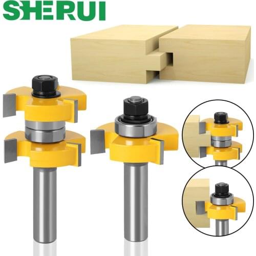 2pcs 12mm 1/2 Inch Shank Tongue & Groove Router Bits Set Stock 1-1/2 Tenon Milling Cutter for Wood Woodworking Tools