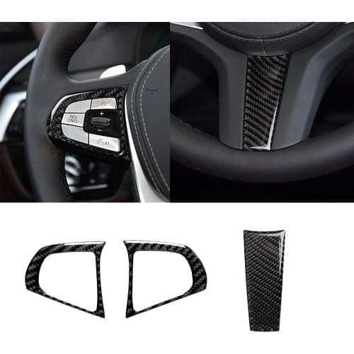 Steering Wheel Buttons Decoration Cover Trim Decal Kits for BMW 5 Series G30 G38 X3 G01 G08 Car Inner Accessories Carbon Fiber