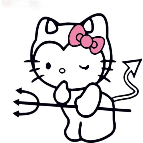 LLY-0597 Interesting Car Stickers DEVIL KITTY Cat Funny Anime Cartoon 3D Sticker PVC Cars Notebook Sunscreen Waterproof Decal