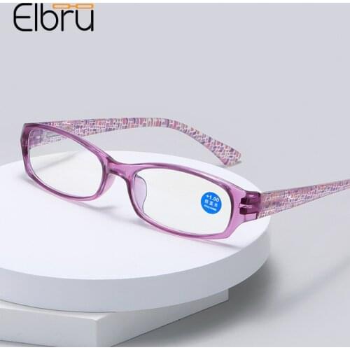Elbru Retro Fashion Anti Blue Light Reading Glasses Women Men Ultralight Clear Lens Presbyopia Eyeglasses Diopters +1.0 to +4.0