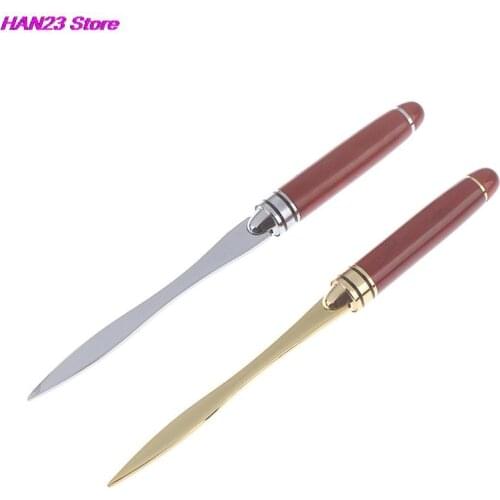 Wood Handle Letter Opener Stainless Steel cut paper Knife Split file envelopes