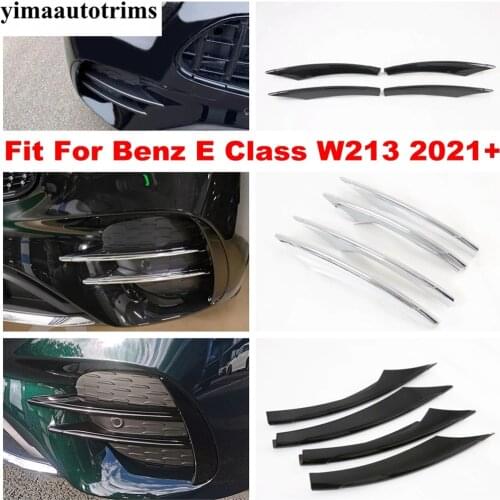 Front Fog Lamp Strip Air Intake Grille Slats Chrome / Carbon Fiber Look / Black Cover Trim For Mercedes Benz E Class W213 2021