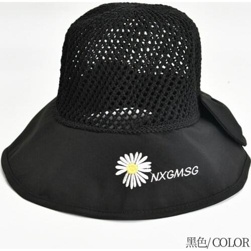 Hollow Knit Hat Korean Version Small Daisy Sunshade Hat Sun Protection and Uv Protection Large Eaves Women Hats