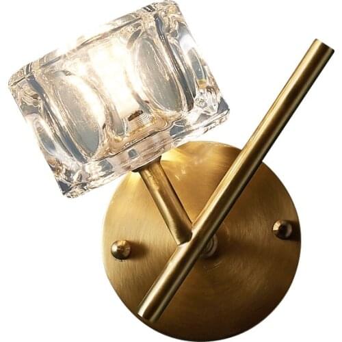 Postmodern all copper crystal wall lamp living room background wall bedside lamp Nordic aisle corridor wall lamp led modern G4