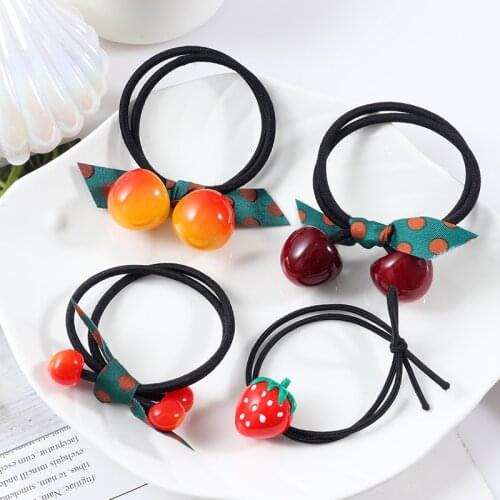 Sweet cherry Headband Women Elastic Hair Bands Rubber band Girls Lovely Fashion Hair Accessories Ponytail Fixed Bands Gift