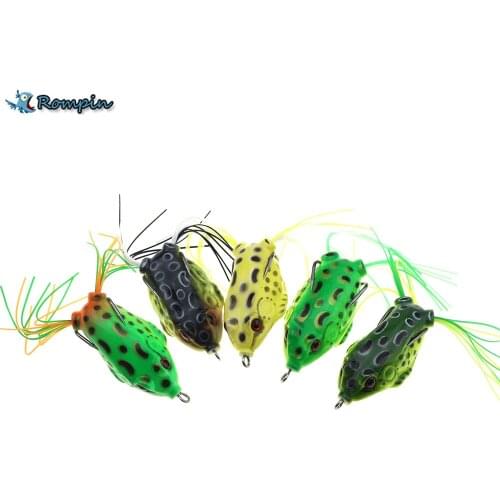 Rompin 1Pcs Soft Frog Lure Silicone Bait 12g 5.5cm Body Artificial Soft Fishing Lure For Snakehead Bait Sport Green Frog Lures