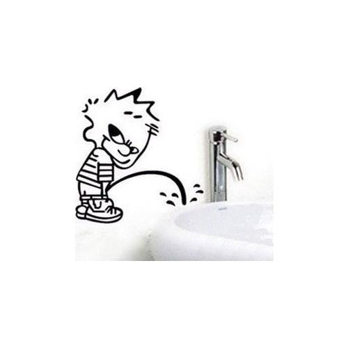 Removable Creative Naughty Pee Child Boy Diy Waterproof Toilet Wall Stickers Toilet WC Sticker Home Decoration Mural Wall Decal
