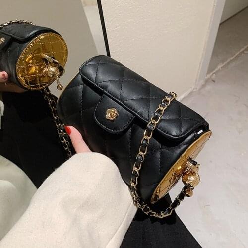 Brand Design Diamonds PU Leather Chain Crossbody Bag for Women Fashion Luxury Simple Handbag Female Trend Small Square Bag
