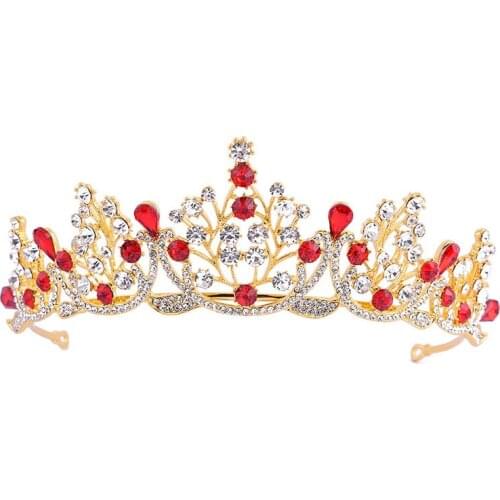 FORSEVEN Gold Color Crystal Rhinestone Bridal Tiara New Fashion Luxury Princess Wedding Hair Accessories Party Crown Headband