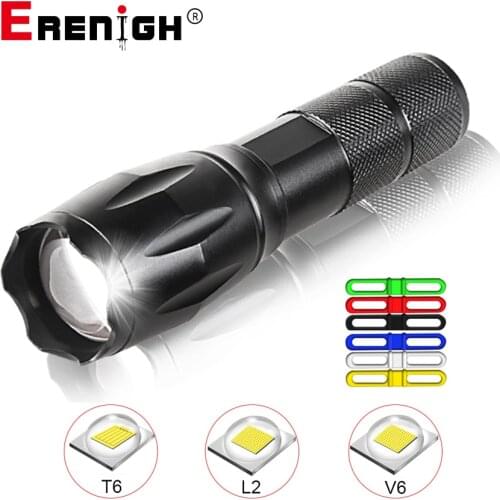 8000LM T6 L2 V6 LED Flashlight 5 Modes Zoomable Linterna LED Torch Outdoor Camping Light Portable Lanterns 18650 Battery Powered