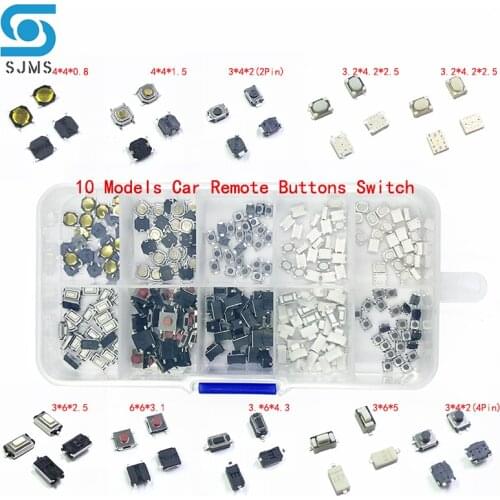 10 Type Tactile Push Button Touch Micro Switch Buttons Key Component Package Car Remote Control Keys Switches 4*4*0.8 1.5 3*6*5