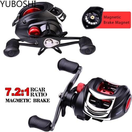 YUBOSHI New 7.2:1 Gear Ratio Magnetic Brake Bait Casting Right Left Hand Fishing Reel 215g 8KG Carbon Drag Fishing Reel
