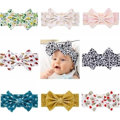 Yundfly Fashion New Infant Big Bows Headwrap Baby Elastic Bowknot Headband Children Girls Pattern Knotted Hair Band